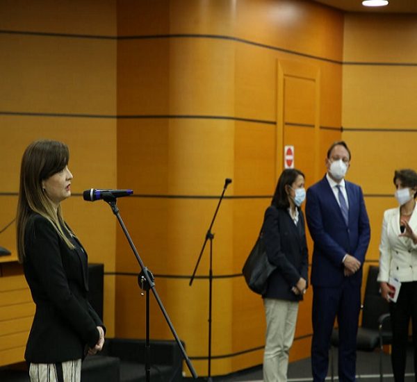 Kryetarja e Kolegjit të Posaçëm të Apelimit znj. Albana Shtylla, gjatë fjalës së mbajtur në emër të tre institucioneve të rivlerësimit, në takimin e përbashkët me Komisionerin për Zgjerimin të Bashkimit Evropian, Oliver Varhelyi dhe shefen e Operacionit Ndërkombëtar të Monitorimit Genoveva Ruiz Calavera, ku u ritheksua mbështetja e fortë për procesin e rivlerësimit – 7 tetor 2020