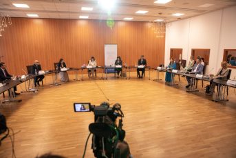 President of the Special Appeal Chamber, Mrs. Albana Shtylla during the activity on the presentation of the monitoring report of the HJC and the HCP, organized and hosted by the Albanian Helsinki Committee - 23 June 2021