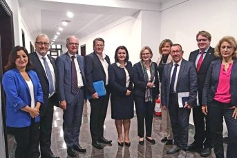 The President of the Appeal Chamber Ms. Natasha Mulaj during a meeting with the representatives of German Parliamentary Committee on Legal Affairs chaired by Mr. Stephan Brandner discussing on the current progress of the re-evaluation process - October 29, 2018