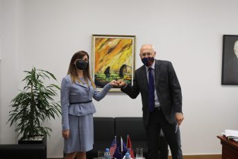 President of the Appeal Chamber Mrs. Albana Shtylla and the German ambassador in Tirana His Excellency Mr. Peter Zingraf, during the meeting on the progress of the re-evaluation process and the importance of reviewing cases of disciplinary jurisdiction – 26 October 2020