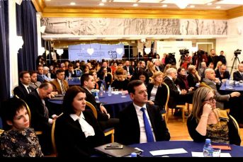 The President of the Appeal Chamber, Mrs Natasha Mulaj the Director of Albanian School of Magistrates, Mr, Sokol Sadushi and the President of the Independent Qualification Commission, Mrs. Genta Tafa Bundo are attending the ceremony on the 10-year anniversary of establishment of Commissioner’s Office on the Right to Information and Protection of Personal Data